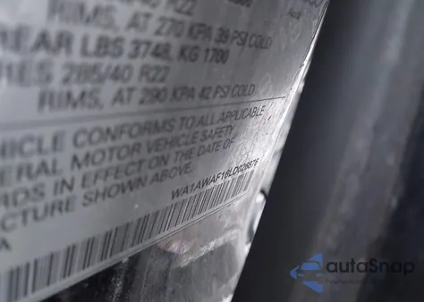 2020 Audi Sq8 Premium Plus Tfsi Quattro Tiptronic из США, поврежденный, VIN WA1AWAF16LD026876